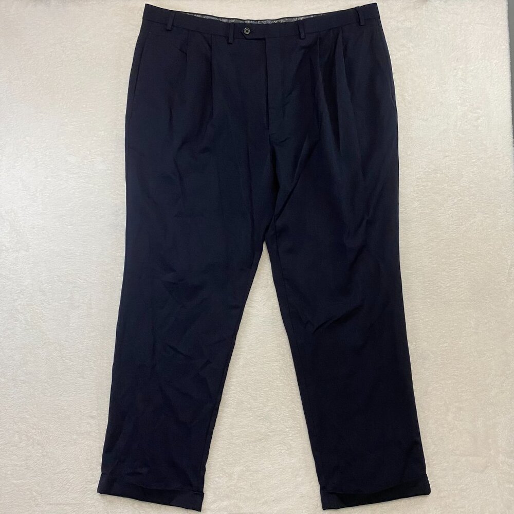 Lauren Ralph Lauren Pleated Dress Pants Navy/Black 44W x 32L 100% Wool